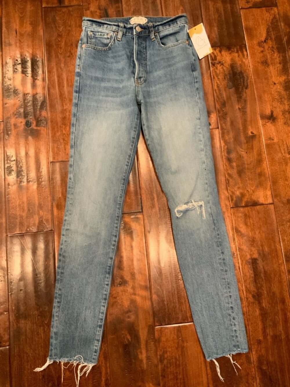 We The Free Light Wash High Waist Distressed Skinny Blue Jeans, Size 25